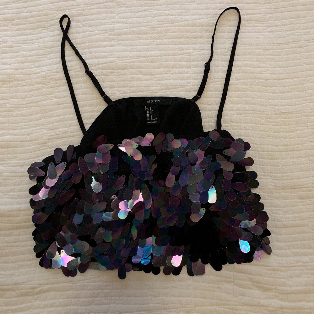 Sequin Disc Crop Top